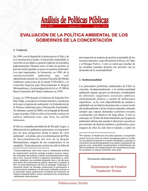 evaluación de la política ambiental de los gobiernos - Fundación ...