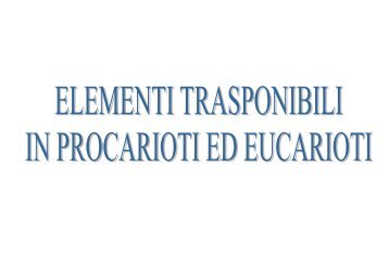 elementi trasponibili in procarioti ed eucarioti - Terzadecade