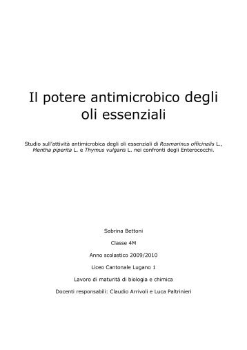 Il potere antimicrobico degli oli essenziali - stsbc