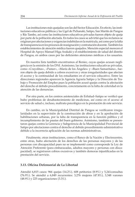 Decimosexto informe AnuAl DefensoríA Pueblo