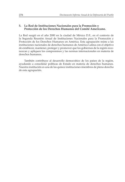 Decimosexto informe AnuAl DefensoríA Pueblo