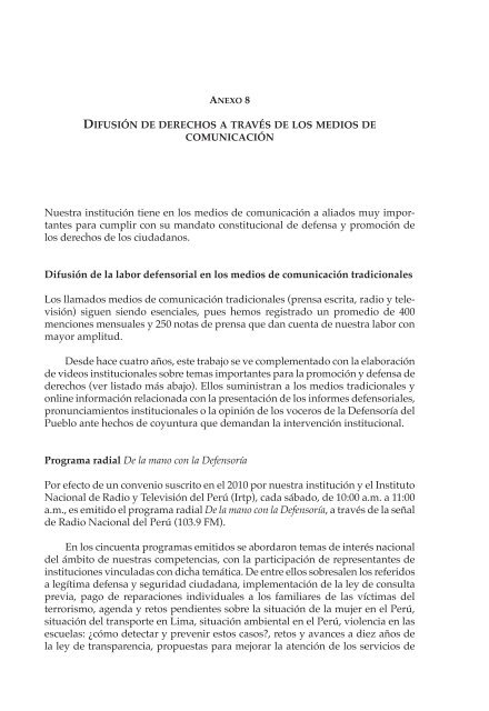 Decimosexto informe AnuAl DefensoríA Pueblo