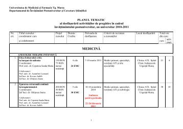 PLANUL TEMATIC - Universitatea de Medicina si Farmacie