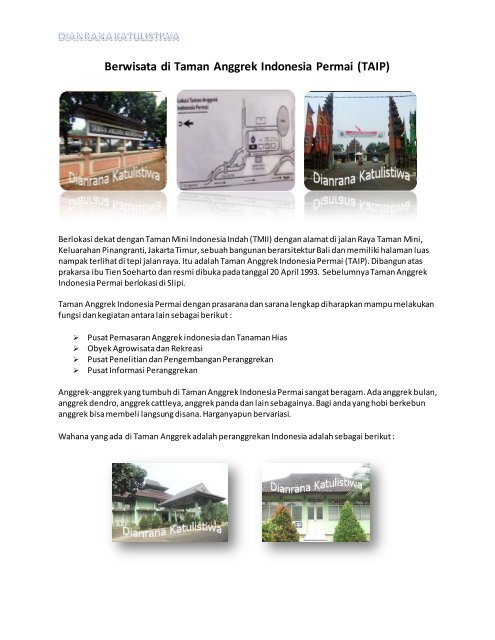 Berwisata Di Taman Anggrek Indonesia Permai Dianrana