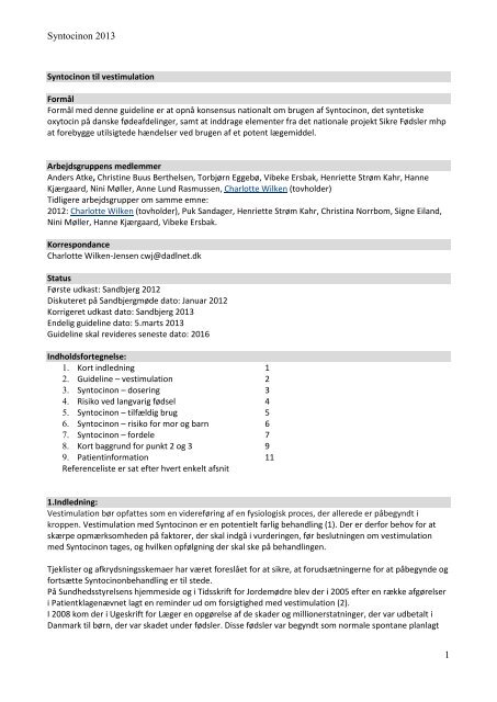 Disposition til guidelines - Institut for Klinisk Medicin