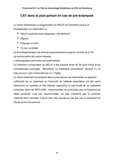 Protocoles obstétricaux de la maternité de Hautepierre