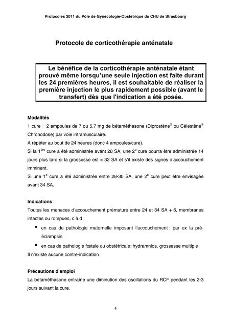 Protocoles obstétricaux de la maternité de Hautepierre