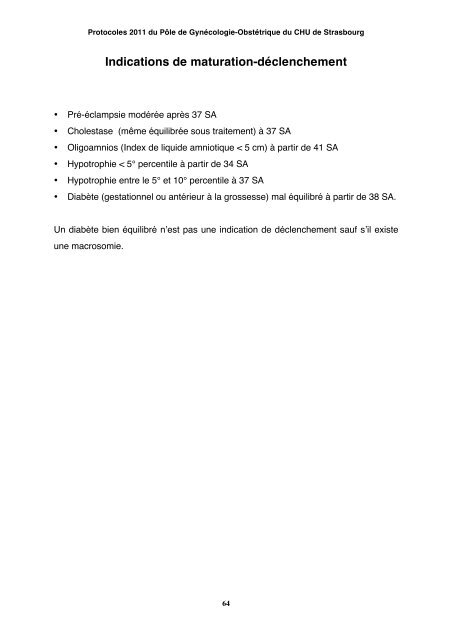 Protocoles obstétricaux de la maternité de Hautepierre