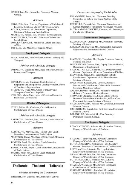 Final list of delegations - International Labour Organization
