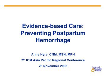 Evidence-based Care: Preventing Postpartum Hemorrhage