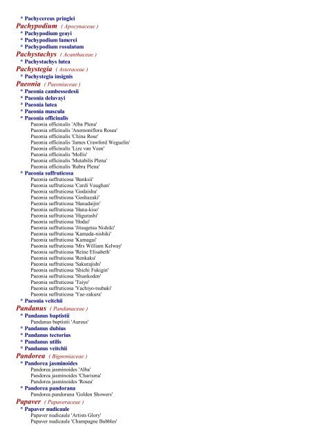 This is a list of plant Genera, Species & Cultivars ... - PlantFile USA