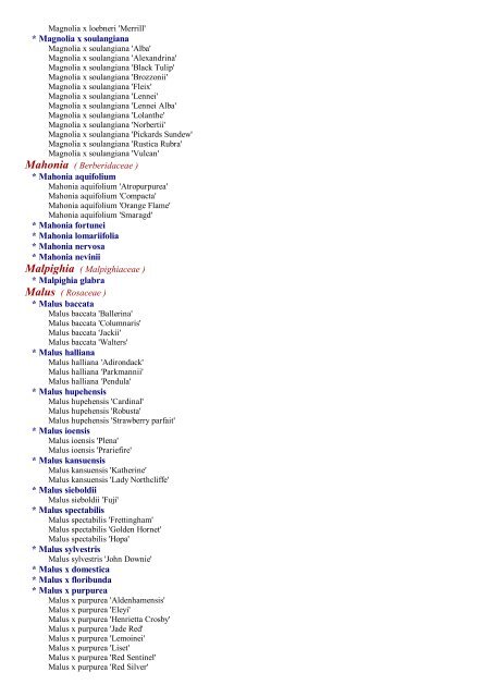 This is a list of plant Genera, Species & Cultivars ... - PlantFile USA