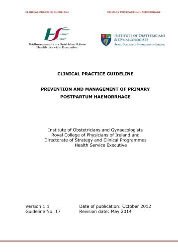 Clinical practice guidelines for prevention and management ... - RCPI