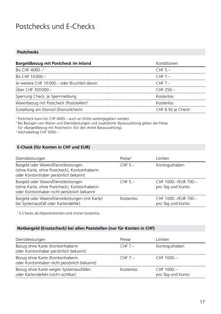 Preise und Konditionen f