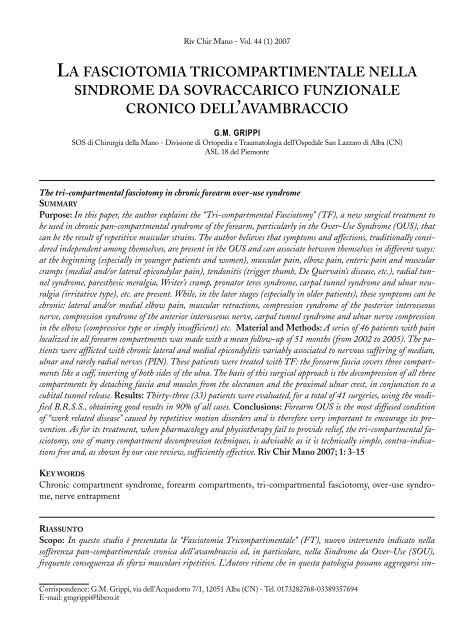 La fasciotomia tricompartimentale nella sindrome da sovraccarico ...