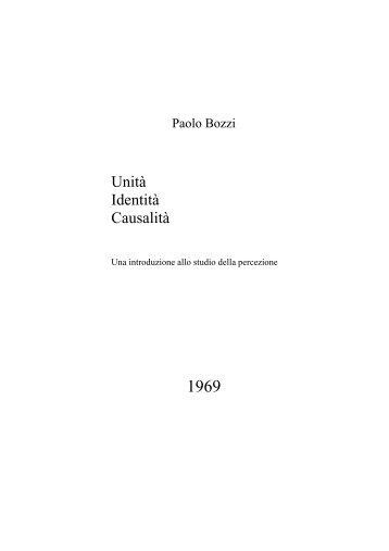 Unità Identità Causalità - Experimental Phenomenology of ...