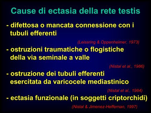 Inquadramento nosografico e indagini dell'azoospermia