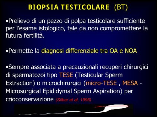 Inquadramento nosografico e indagini dell'azoospermia