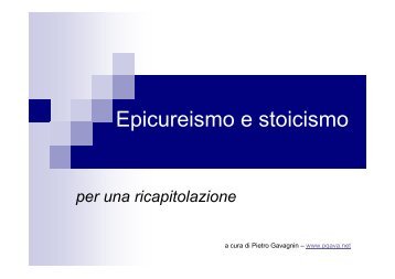 Epicureismo e stoicismo - Pietro Gavagnin