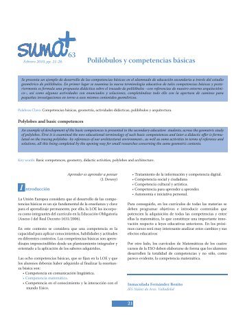 Polilóbulos y competencias básicas - SUMA Revistas de matemáticas