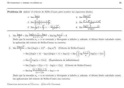 Ejercicios resueltos de Cálculo - Universidad de Málaga