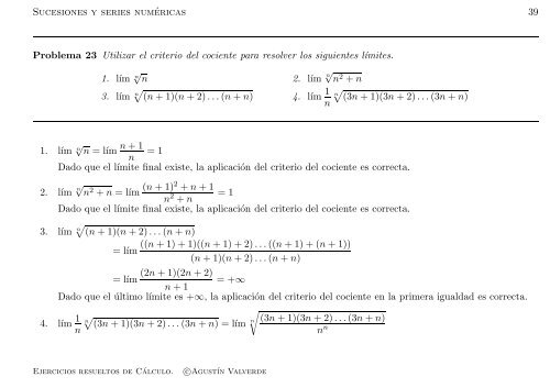 Ejercicios resueltos de Cálculo - Universidad de Málaga