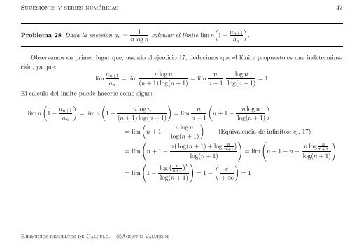 Ejercicios resueltos de Cálculo - Universidad de Málaga