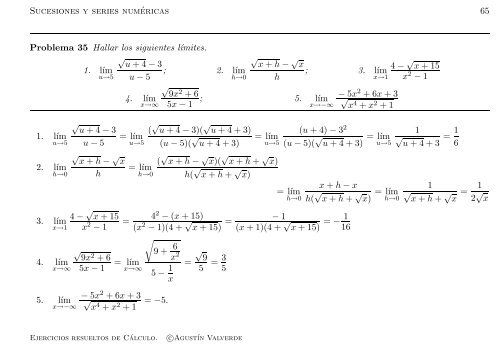 Ejercicios resueltos de Cálculo - Universidad de Málaga