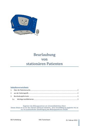 Beurlaubung von stationären Patienten - Universitätsklinikum Bonn