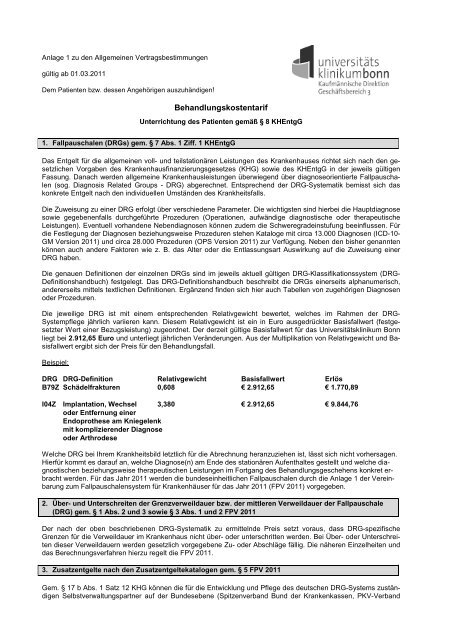 DRG_Entgelttarif_UKB_01032011 020311 - Universitätsklinikum Bonn