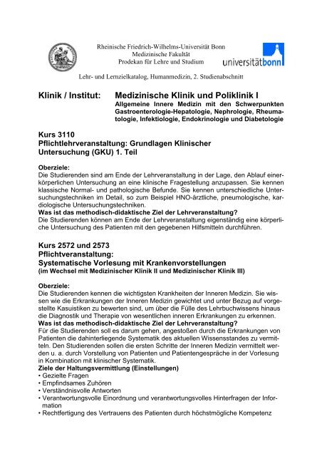 Klinik / Institut: Medizinische Klinik und Poliklinik I - Universität Bonn