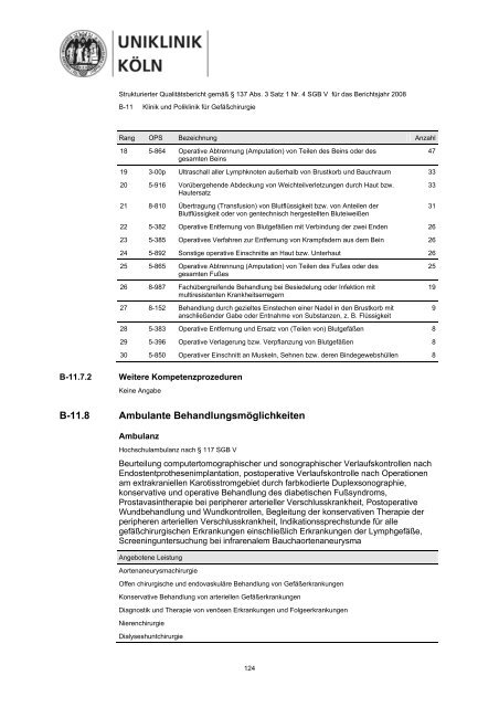 Strukturierter Qualitätsbericht 2008 - Uniklinik Köln