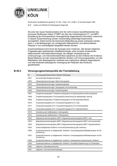 Strukturierter Qualitätsbericht 2008 - Uniklinik Köln
