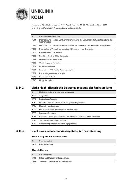 Uniklinik Köln - Strukturierter Qualitätsbericht 2011