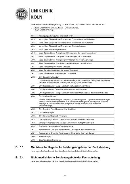 Uniklinik Köln - Strukturierter Qualitätsbericht 2011