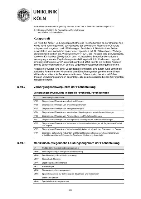 Uniklinik Köln - Strukturierter Qualitätsbericht 2011