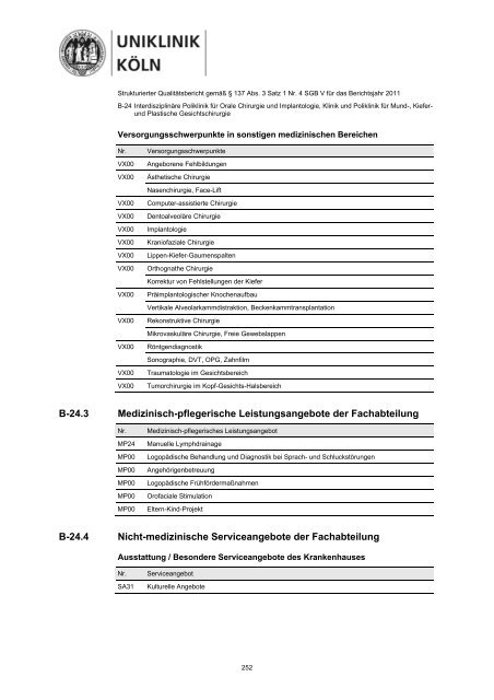 Uniklinik Köln - Strukturierter Qualitätsbericht 2011