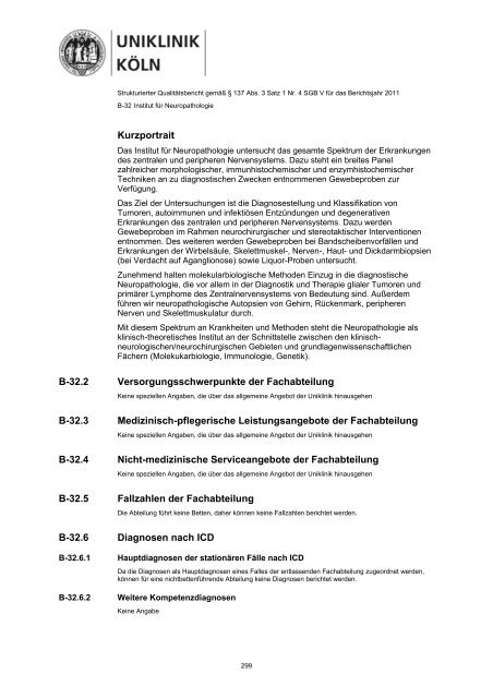 Uniklinik Köln - Strukturierter Qualitätsbericht 2011