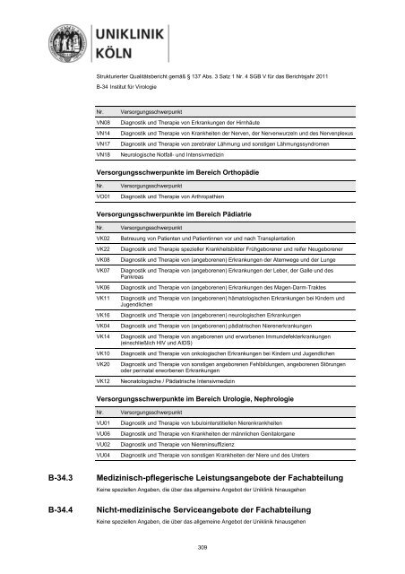 Uniklinik Köln - Strukturierter Qualitätsbericht 2011