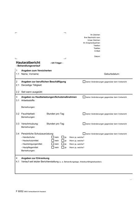 F 6052 Hautarztverlaufsbericht