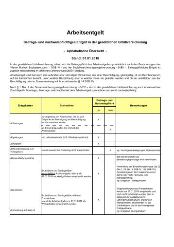 Arbeitsentgeltkatalog Stand 01.01.2010