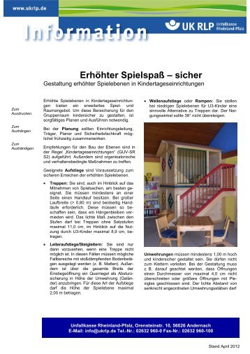 Erhöhter Spielspaß – sicher - Unfallkasse Rheinland-Pfalz