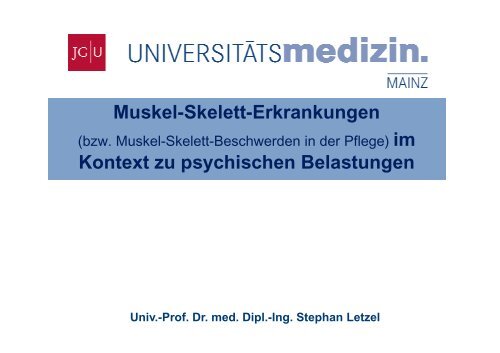 Muskel-Skelett-Erkrankungen Kontext zu psychischen Belastungen