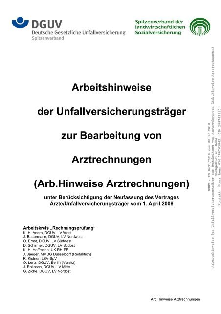 Arb Hinweise Arztrechnungen Unfallkasse Rheinland Pfalz