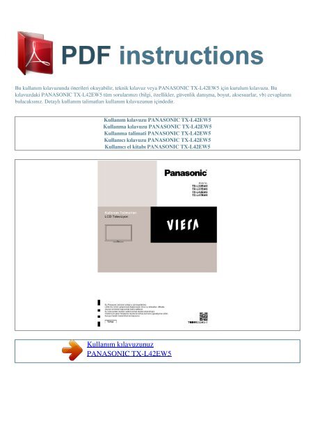 Kullanım kılavuzu PANASONIC TX-L42EW5 - PDF INSTRUCTIONS