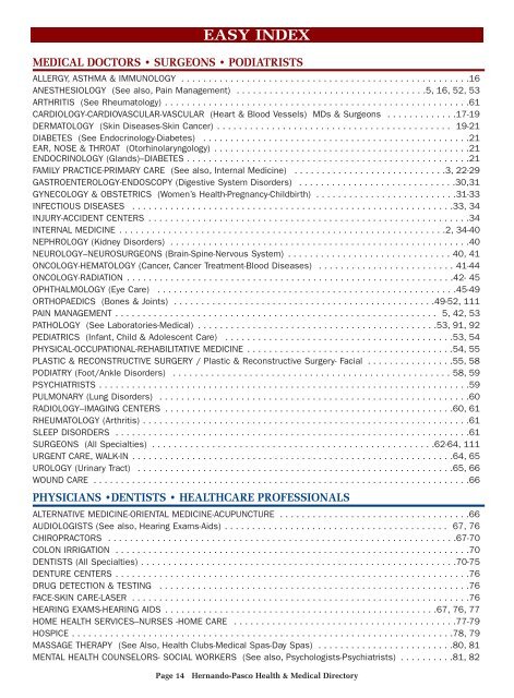 Hernando-Pasco 07 - Health & Medical Directories