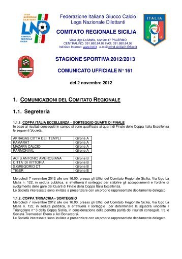 C.U.161 DEL 2.11.2012 - ASD Torregrotta Calcio