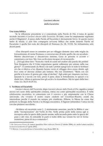 Lasciarsi educare dalla Eucaristia.pdf - DIOCESI di NOTO