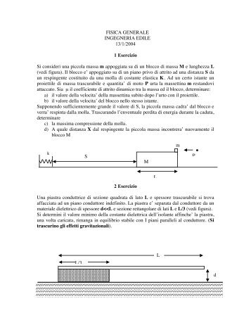 ESERCIZI FISICA GEN.pdf - Dipartimento di Fisica