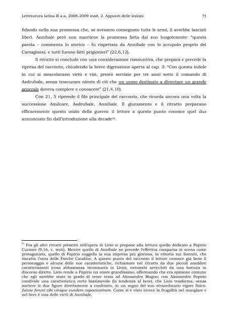 Tito Livio. Gli ab urbe condita libri - Facoltà di Lettere e Filosofia